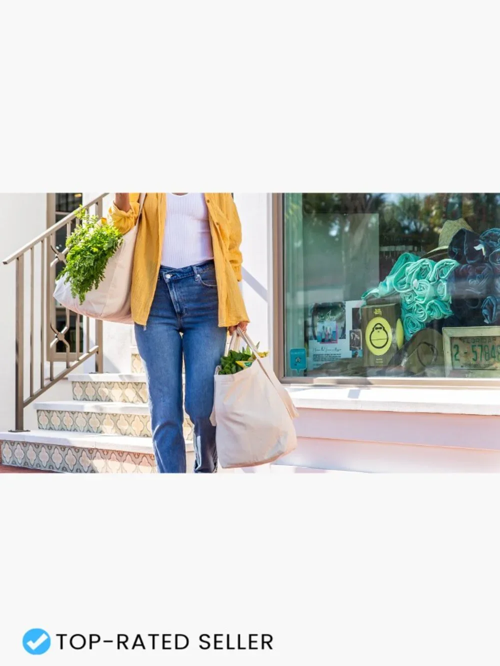 Heavy Duty Canvas Grocery Tote Set 3 Pack XL Reusable Shoulder Strap Cotton Eco
